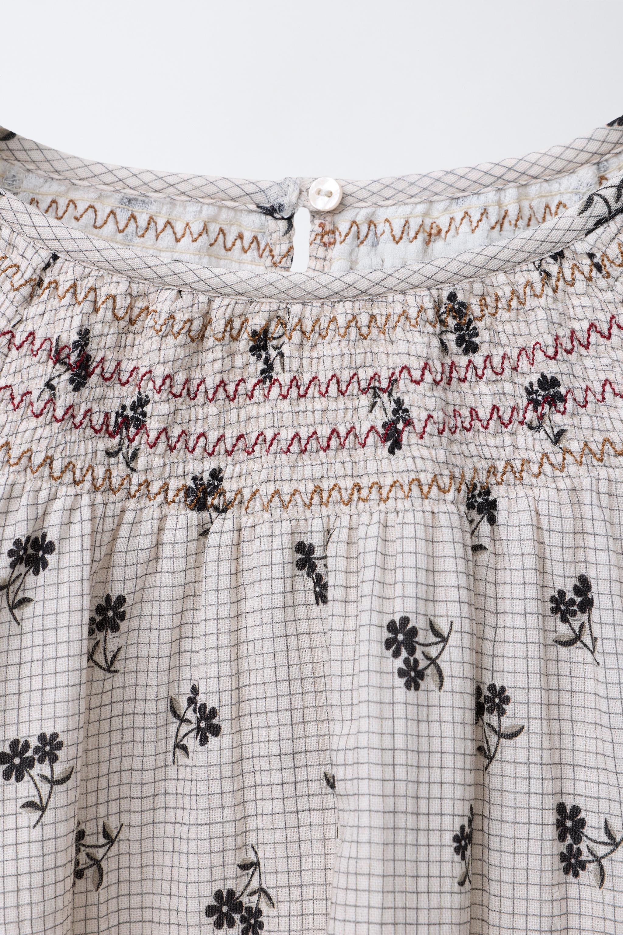 PLAID AND FLORAL BLOUSE